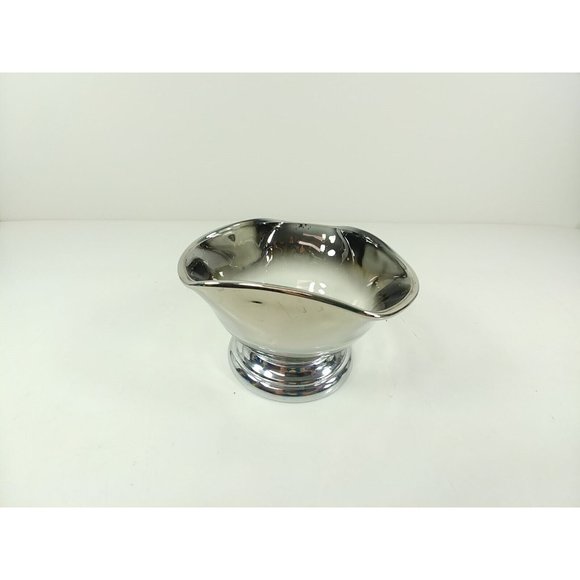 Bowl Folded Edge Silver Translucent Metal Toned Base - Picture 9 of 9